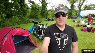 Solo Moto camping Isle of Man TT Episode 1 Motorcycle Camping, Glenlough Site, Tour to Castletown