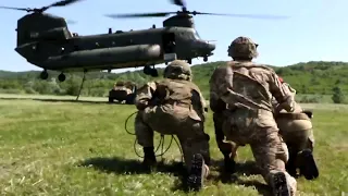 RAF Chinook sling load training in North Macedonia