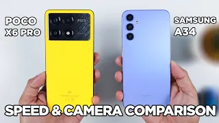 POCO X6 Pro vs Samsung A34 SPEED TEST & CAMERA Comparison | Zeibiz