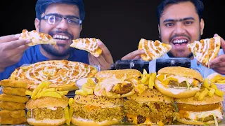 Heavy Monster Burgers with Nuggets & Fries Ft. BBQ Pizza😂 | Mukbang Asmr