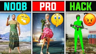 NOOB VS PRO VS HACKER CHALLENGES IN PUBG MOBILE INDIA