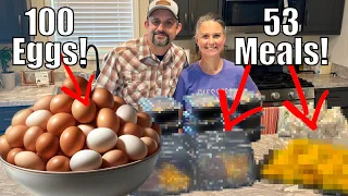 We turned 100 EGGS into 53 FREEZER MEALS!