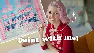 Let's Paint! my DREAM Pastel Teahouse (ASMR) Cozy Winter Vibes