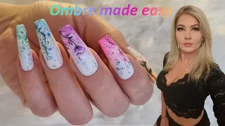 One stroke nail art tutorial. Sponge nail art with gel polish. How to do flowers on nails