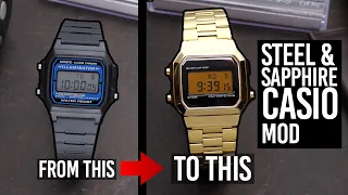 Turning a $15 plastic Casio into a Luxury Digital watch - NEW A-168/F-105 Mod kits from SKXMod