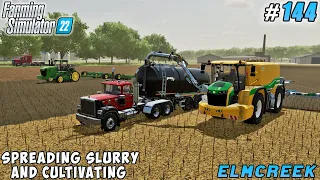 Spreading Slurry and Cultivating Across 68 Acres | Elmcreek | Farming simulator 22 | Timelapse #144