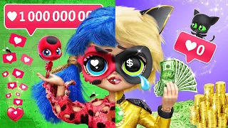 Ladybug Pobre y Popular vs Cat Noir Rico y Poco Popular / 11 Trucos para LOL OMG