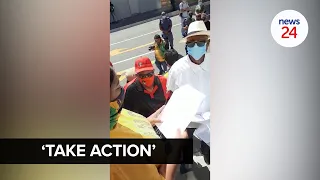 WATCH | eNCA mask furore: ANC members picket outside news channel’s Cape Town office