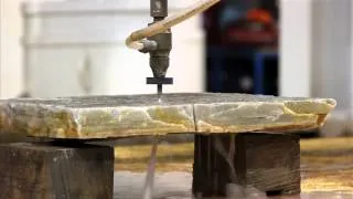 Cutting Rock with water and abrasive on our Jet-Edge water jet machines @ 60,000 PSI