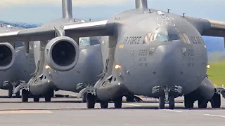 Gigantic Fleet of US C-17 Take Off One by One During Elephant Walk
