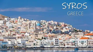 SYROS GREECE - GREECE ISLAND SHIP SCENE - 4K ULTRA HD SUMMER TOUR 2022 - WORLD TOUR