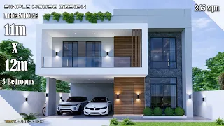 Modern House Design | 11m x 12m with Roof Deck | 5 Bedrooms