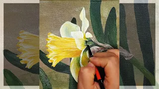 Narcissus, Daffodils Acrylic painting | Flower Painting | Acrylic painting Step by Step ⭐043