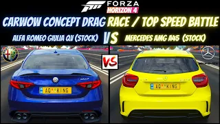 Alfa Romeo Giulia QV VS Mercedes AMG A45 | DRAG RACE | TOP SPEED BATTLE | Forza Horizon 4