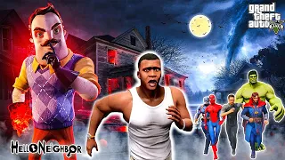 Franklin and Avengers Fight With Hello Neighbor (THE END) in gtav | GTAV Avengers | A.K GAME WORLD