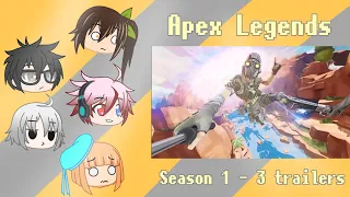 Characters react to Apex Legends Trailers (Season 1 - 3) || The Rookie J.