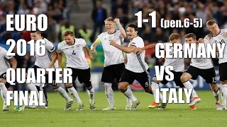 Euro 2016 Quarter-final: Germany vs Italy 1-1 (pen.6-5) all goals highlight lHD