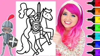 Coloring a Royal Knight on a Horse Coloring Page | Ohuhu Art Markers