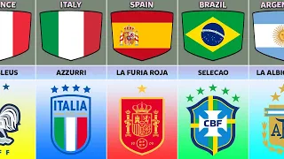 Football National Teams Nicknames From Different Countries