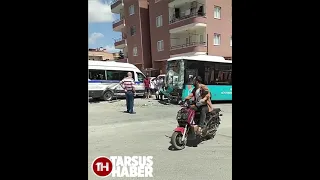 Tarsus 'da Trafik Kazası Belediye Otobüsü İle Minibüs Çarpıştı tarsushaber