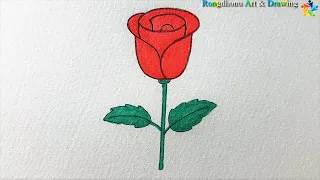 Rose flower drawing techniques 🌷🌷 গোলাপ ফুল আঁকানোর কৌশল 🌷🌷 Easy Painting