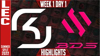SK vs BDS Highlights | LEC Summer 2022 W1D1 | SK Gaming vs Team BDS