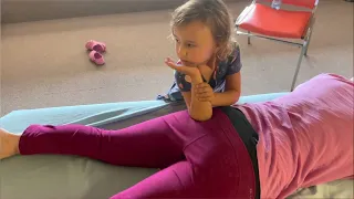 Next generation Raynor Massage School principal demonstrates techniques. Ellie Raynor massaging.