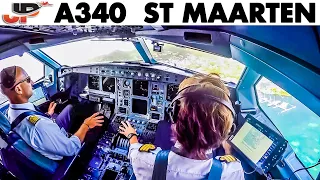 Fantastic Takeoff A340 from St Maarten | Cockpit Views