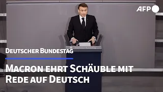 Macron ehrt Schäuble im Bundestag mit auf Deutsch gehaltener Rede | AFP