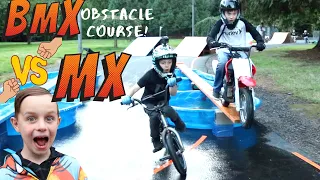 BMX vs MX Obstacle Course!!