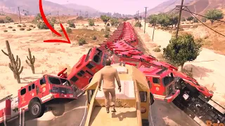 GTA 5 Stop The Train with Fire truck | train vs fire truck | grand theft auto v | Mr RB Gaming