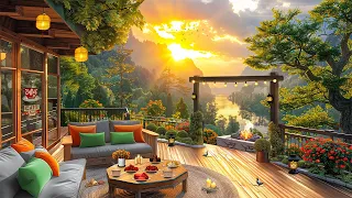 Happy Summer Morning ☕ Outdoor Coffee Porch Ambience with Relaxing Jazz Instrumental Music to Work