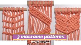 3 easy macrame patterns with braids for your wall hanging projects | Macrame tutorial for beginners