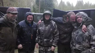 Охота на зайца с гончими  в дождь с русскими гончими .