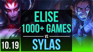 ELISE vs SYLAS (JUNGLE) | 1.4M mastery points, 1000+ games, KDA 6/0/5 | KR Grandmaster | v10.19
