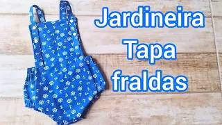 Como Fazer TAPA FRALDA Jardineira bebê, Menina ou menino. Molde e costura