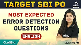 SBI PO 2020-21 | English | Most Expected Error Detection Questions (Class -1) | Adda247