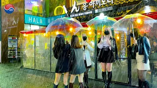 Seoul GANGNAM Night Scenery, Rainy Scenery, Sound of Rain ASMR, 4K Seoul Korea Walk.