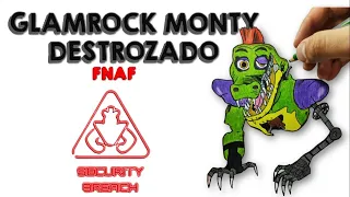 Cómo DIBUJAR a GLAMROCK MONTY 🐊 DESTROZADO de FNAF SECURITY BREACH