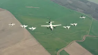 Fighter jets intercepting a Romanian C-27