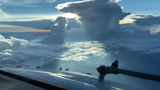 Cockpit View - Flying between storm clouds