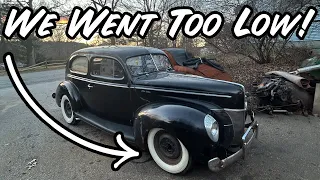 Dropping The Front End Of The 1940 Ford Tudor