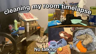 CLEANING MY MESSY ROOM TIMELAPSE (No Talking) SATISFYING | Vlogmas day 9