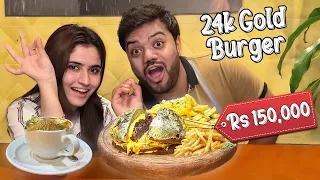 I Ate A Rs150,000 Golden Burger (24k Gold) 😍 | Drinking 24 Carat Gold Coffee 😱