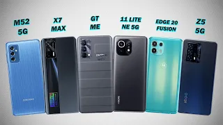 Samsung M52 Realme Gt Me vs Xiaomi 11 Lite NE vs Realme X7 Max vs Iqoo Z5 vs Moto Edge 20 Fusion