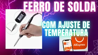 Ferro de solda com ajuste de temperatura.