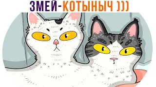 ЗМЕЙ-КОТЫНЫЧ))) Приколы с котами | Мемозг 1002