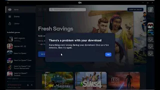 How to fix 'There's a problem with your download. Something went wrong' updating a game in EA App