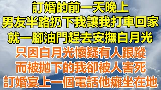 （完結爽文）訂婚的前一天晚上，男友半路扔下我讓我打車回家，卻一腳油門趕去安撫白月光，只因白月光懷疑有人跟蹤，而被拋下的我卻被人害死，再睜眼我要讓他們牢牢鎖死！#情感#幸福#出軌#家產#白月光#老人