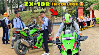 First day in COLLEGE with my SUPERBIKE 💕😍|| college reaction ||ZX-10R ||
